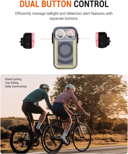 Vista 4 de Magicshine Luz trasera de bicicleta Radar SEEMEE 100AD, control FTR LightSync, luz trasera de radar para bicicleta con USB recargable 700mAh IPX6