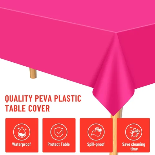 Vista 3 de PLULON 6 Pzas Manteles de Colores Arcoíris de Plástico Desechables Cubierta de Mesa para Mesas Rectangulares 54 x 108 Pulgadas Mantel Impermeable