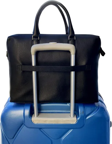 Vista 8 de Bolsa para laptop con múltiples compartimentos y bolsillos, 100% piel auténtica, maletín para hombres y mujeres, bolsa de mensajero de viaje