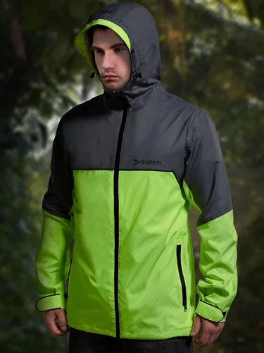 Vista 7 de Rodeel Chaqueta impermeable para hombre, ligera, reutilizable, con capucha, para actividades al aire libre