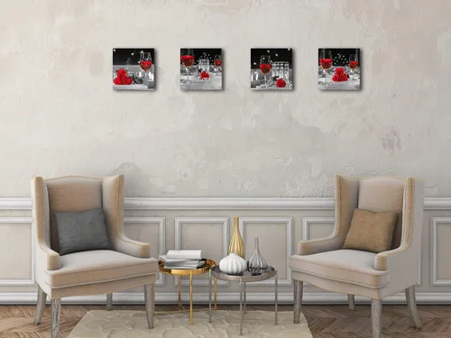 Vista 3 de Biufo Lienzo de cocina, impresiones artísticas de pared con rosas de vino blanco y negro, pintura floral para comedor, restaurante, decoración