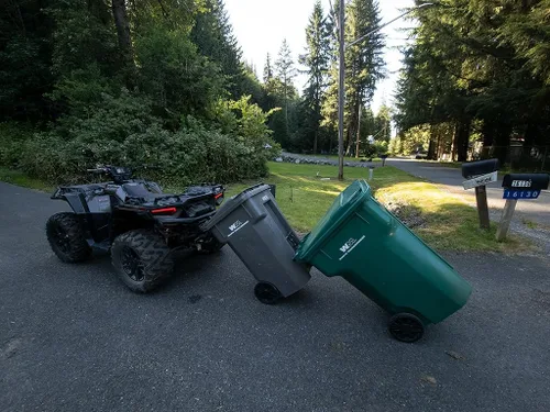 Vista 6 de Gancho de basura montado en bola de una sola lata hecho en Estados Unidos con acoplador de lata. Garbage Commander