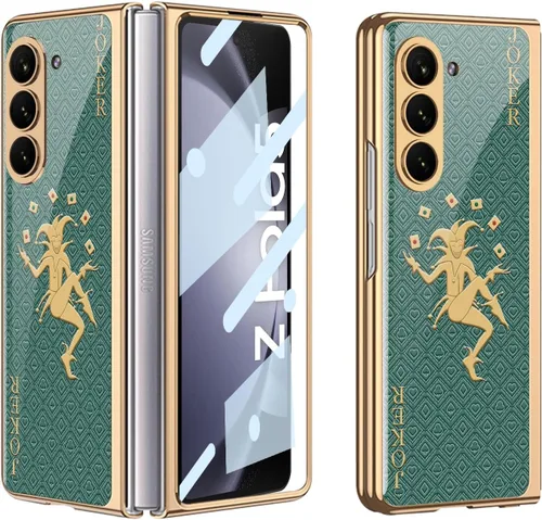 Vista 12 de Funda para Galaxy Z Fold 5, elegante marco galvanizado con vidrio estampado, protector de pantalla integrado compatible con Samsung Galaxy Z Fold 5