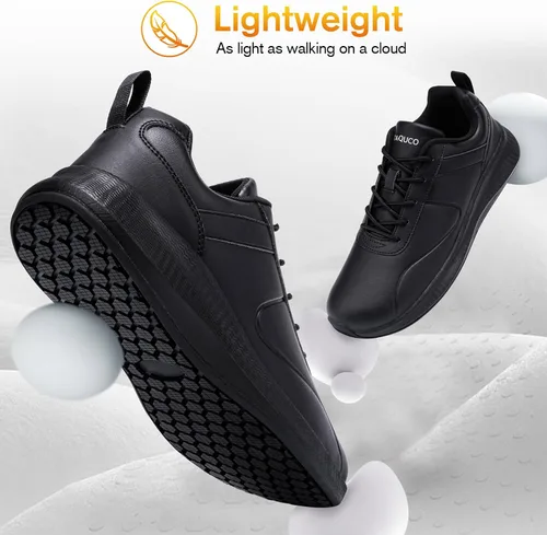 Vista 5 de Taquco Zapatos antideslizantes para hombre, impermeables, para cocina, chef, trabajo, servicio de alimentos, zapatos de trabajo antideslizantes