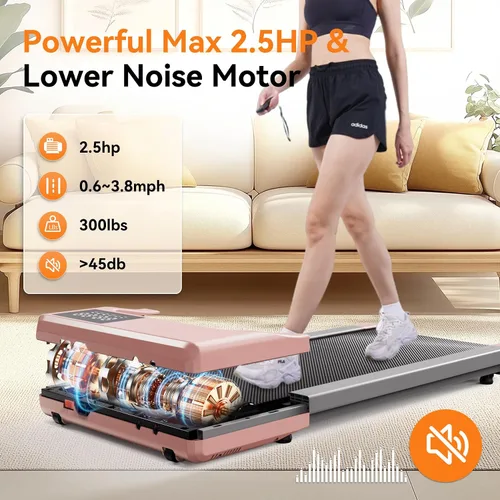 Vista 4 de Superun Treadmills Walking Pad with 9% Auto Incline for Home Office, 3 in 1 Under Desk Walking Pad with Wide LED Display, Walking Pad with Smart APP