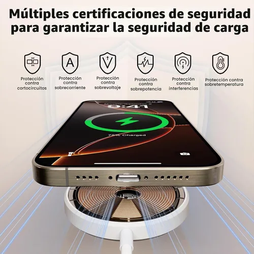Vista 5 de [Certificado MFi de Apple] Cargador magnético sin llave de 10 pies