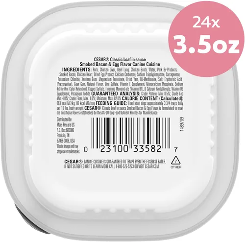 Vista 9 de Cesar Classic Loaf in Sauce - Alimento húmedo para perros adultos, sabor a tocino y huevo, comida húmeda para perros, bandejas fáciles de despegar