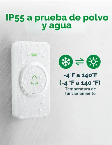 Vista 3 de AVANTEK Timbre de puerta inalámbrico, WA-11 resistente al agua, funciona con pilas, timbre que funciona a 1000 pies, kit de timbre de puerta