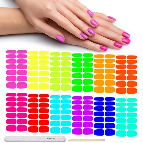 Vista 11 de 12 hojas de tiras de esmalte de uñas, autoadhesivas, calcomanías de uñas de gel, envolturas completas para mujeres y niñas, diseño de grafiti, cielo