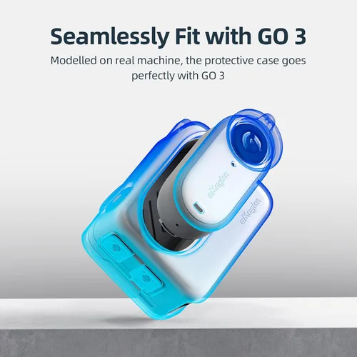 Vista 2 de Kit de accesorios compatible con Insta360 GO 3 [Funda de silicona para cámara y tapa de lente] [2 piezas de película protectora de pantalla 3D]