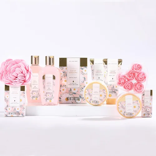 Vista 2 de Cestas de regalo de spa para mujeres, juego de regalo de baño Spa Luxetique, 12 piezas de kit de spa relajante en casa para mujeres con gel