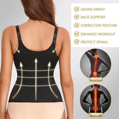 Vista 4 de Waist Trainer Women Cincher Corset - Vest Trimmer Body Shaper - Shapewear Sports Girdle Sweat Belt Tank Top with Strap