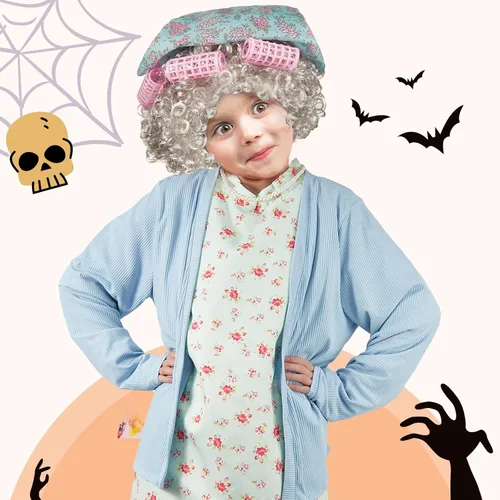 Vista 4 de Zhanmai 7 Pcs 100th Day of School Old Lady Costume Dress and Coat Sets Grandma Costume Granny Costume for Woman