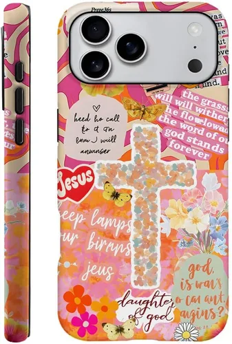 Vista 22 de DAIZAG Funda compatible con iPhone 11, funda duradera de protección contra golpes para niñas y mujeres, cruz bíblica, collage de flores
