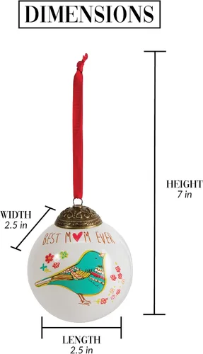 Vista 5 de Pavilion Gift Company 54026 - Adorno floral de cristal con texto en inglés "A Mother's Love Best Mom Ever", diseño de pájaro verde azulado