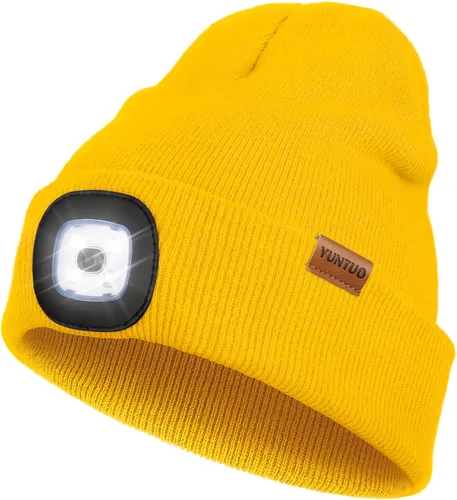 Vista 15 de Gorro LED con la luz, unisex, linterna frontal recargable por USB, gorro de punto de invierno, regalos para hombres, papá, esposo, él Azul Oscuro