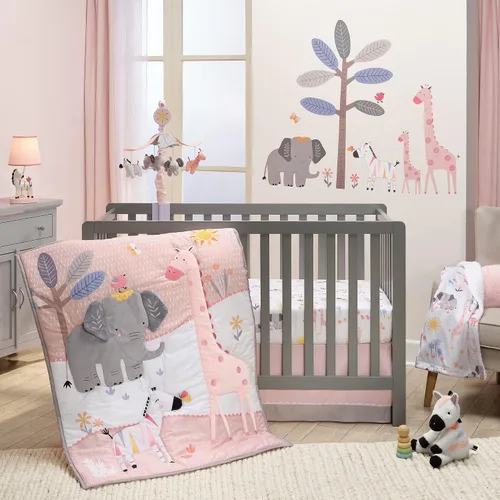 Vista 4 de Lambs & Ivy Jazzy Jungle Elephant/Zebra/Jirafa/Tree - Calcomanías de pared