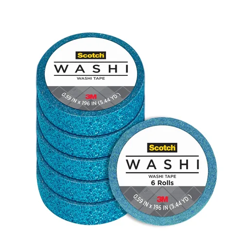 Vista 12 de Scotch Expressions Cinta con purpurina, 0.59 x 196 pulgadas, negro, 6 rollos (C514-BLK)