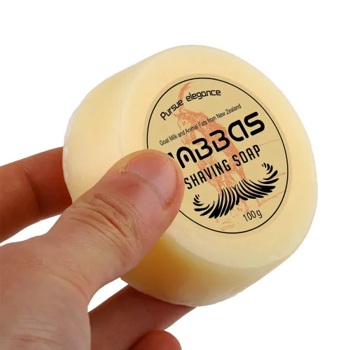 Vista 2 de Anbbas Jabón de afeitar leche de cabra 3.53 oz para barbero barbero tradicional afeitado húmedo (1 unidad, 3.5 oz) Foam Women Body Hair Removal