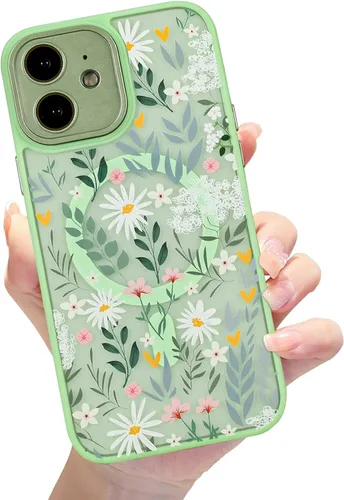 Vista 53 de Compatible con el teléfono 13 Pro - Funda magnética mate translúcida, de lujo, a prueba de golpes, magnética y con bonito patrón de flores, carcasa