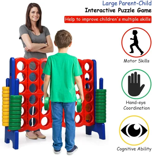 Vista 2 de Costzon Juegos gigantes gigantes de 4 en una fila, Jumbo de 4 en fila para niños y adultos, juego de plástico de conexión familiar para fiestas