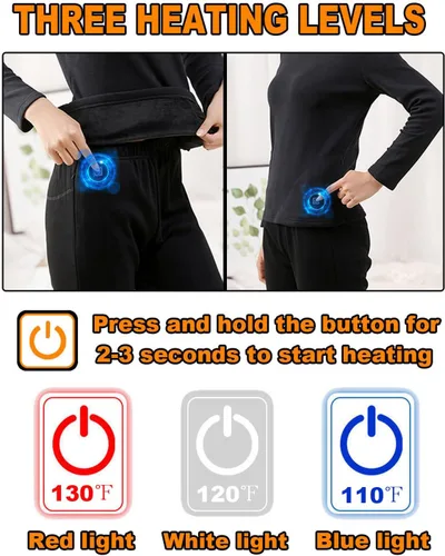 Vista 4 de Windpost Conjunto de ropa interior térmica térmica para hombre, ropa interior deportiva de invierno para hombre, con 16 zonas de calefacción