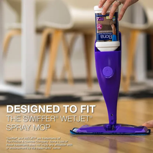 Vista 2 de Bona Botella limpiadora de pisos de madera dura para usar con mopa de spray Swiffer WETJET, aroma a madera de cedro, rinde 64 onzas líquidas