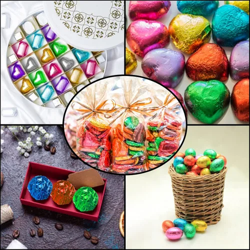 Vista 5 de Envolturas de caramelo de papel de aluminio – Papel de regalo de chocolate, 300 piezas, envoltorio de barra de chocolate casera, embalaje
