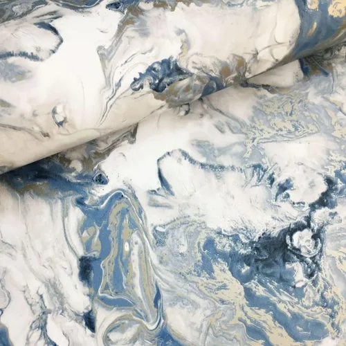 Vista 8 de Muriva Elixir 166505 - Papel pintado de mármol azul marino/plateado metálico