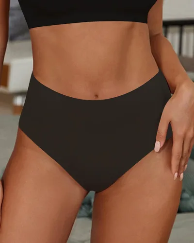 Vista 3 de Tangas de cintura alta transpirables que no se ven para mujer, ropa interior sin costuras, paquete de 4