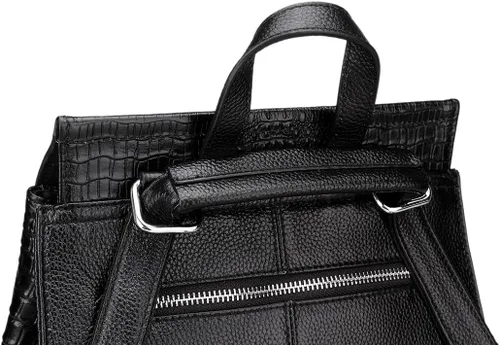 Vista 7 de Coolcy Mochila de cuero real para mujer
