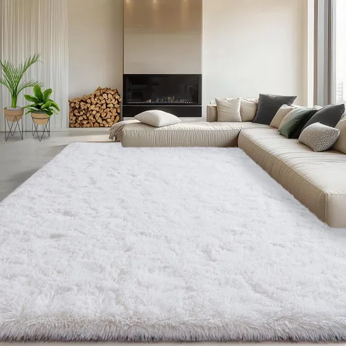 Vista 28 de Alfombras lanudas para dormitorio, sala de estar, dormitorio universitario, habitación de niños, decoración, alfombra suave y moderna