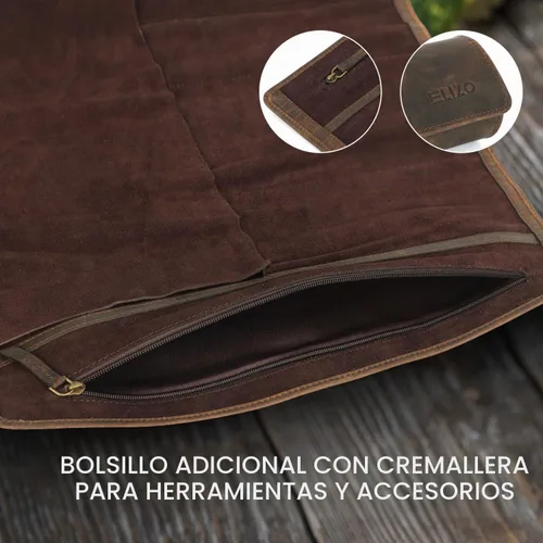 Vista 7 de ELIZO Rollo de Cuchillos de Cuero Bolsa para Cuchillos de Chef Rollo de Cuchillos de Chef Profesional Bolsa de Almacenamiento de Viaje Estuche