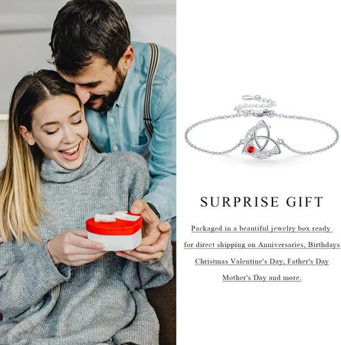 Vista 8 de Pulsera de piedra natal para mujer, plata de ley S925, pulseras celtas con dijes celtas, regalos de joyería, día de la madre, cumpleaños, día de San