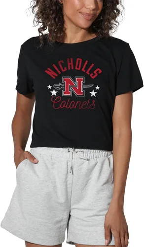 Vista 235 de Colección oficial de camisetas con diseño de mascota desgastada para mujer, color negro Grizzlies del estado de Adams