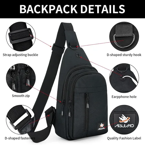 Vista 4 de Bolso bandolera para hombre, bolsillo antirrobo de nailon, bolsos cruzados de moda, mochila de hombro para el trabajo al aire libre, viajes