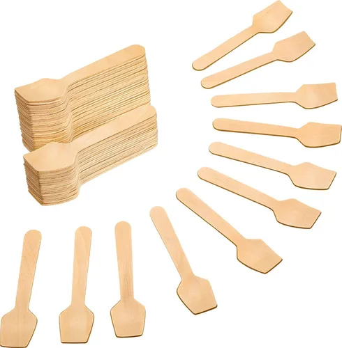 Vista 5 de Perfect Stix Cuchara de degustación de helado compostable. Mini cucharas de degustación de 3.5 pulgadas. Extremo cuadrado para helado y degustación.