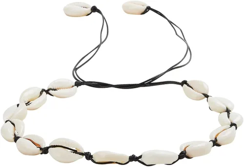 Vista 2 de SUNSCSC - Gargantilla hecha a mano para playa de verano, con conchas de terciopelo blanco, collar de concha ajustable
