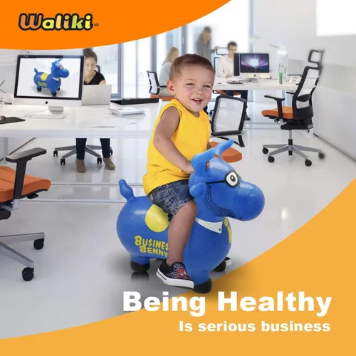 Vista 4 de WALIKI Tolva de caballo hinchable Benny The Jumping Bull Pony inflable para niños pequeños