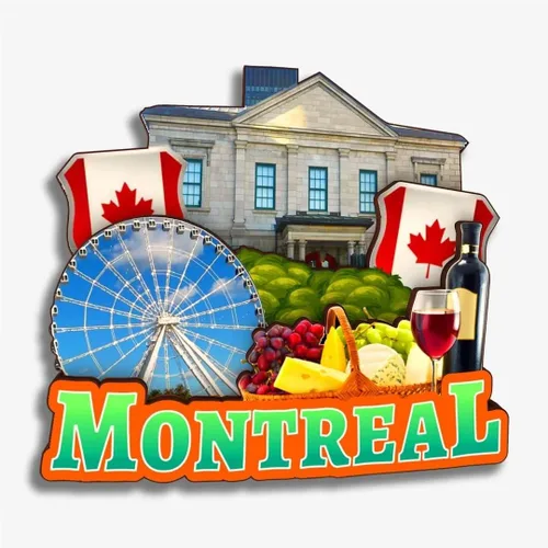Vista 17 de Montreal - Imán para nevera de Canadá, colección de madera, madera 3D, hecho a mano, recuerdos de ciudad, imán para nevera, decoración del hogar