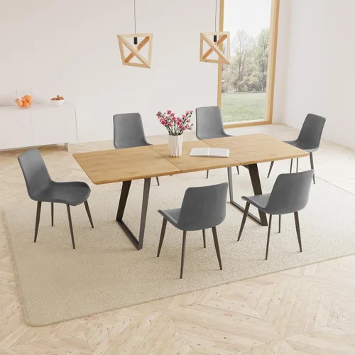 Vista 19 de ZckyCine Mesa de Comedor Moderna de Mediados de Siglo y Sillas para 4 Rectangular de Madera Expandible que Ahorra Espacio Multifuncional Marrón
