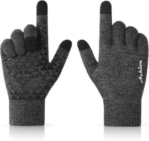 Vista 34 de Achiou Winter Gloves for Men and Women, Touchscreen Soft Knit Gloves Camello almendra