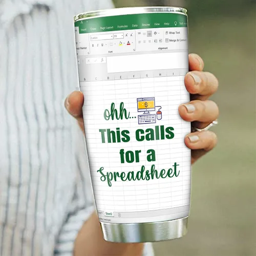 Vista 2 de Regalos para Contadores Hoja de Cálculo, Taza Termo para Regalos de Contadores para Mujeres y Hombres, Ohh Esto Requiere una Hoja de Cálculo