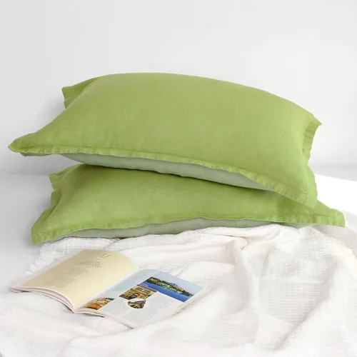 Vista 34 de Linen World - Juego de 2 fundas de almohada de lino francés, fundas de almohada que absorben la humedad lavadas a la piedra