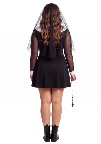 Vista 2 de Disfraz de monja impresionante translúcido talla plus para mujer Multicolor
