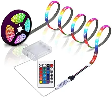 Vista 8 de Tira de luces LED alimentadas por batería con control remoto de 24 teclas, tira de luz de fondo de TV para interiores y exteriores