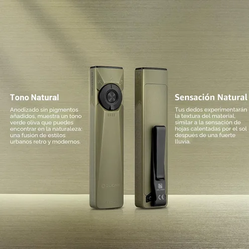 Vista 6 de OLIGHT Arkfeld Ultra - Linterna plana EDC de 1400 lúmenes, linterna de bolsillo compacta recargable que combina LED blanco, UV y haz verde, triple