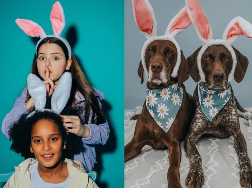 Vista 4 de Diademas de orejas de conejo para mujer de Pascua