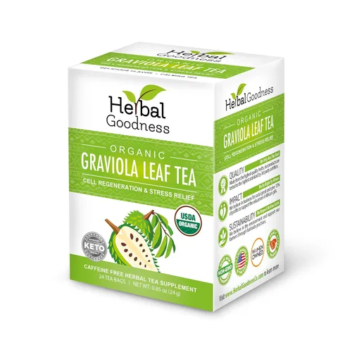 Vista 7 de Té de hojas de guanábana Graviola - 144 bolsitas de té - Hojas de guanábana orgánica, hojas puras de soursop orgánico, rico en antioxidantes