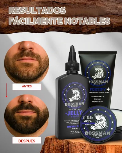 Vista 5 de Bossman Essentials - Kit de barba para hombre, juego de regalo de 3 piezas